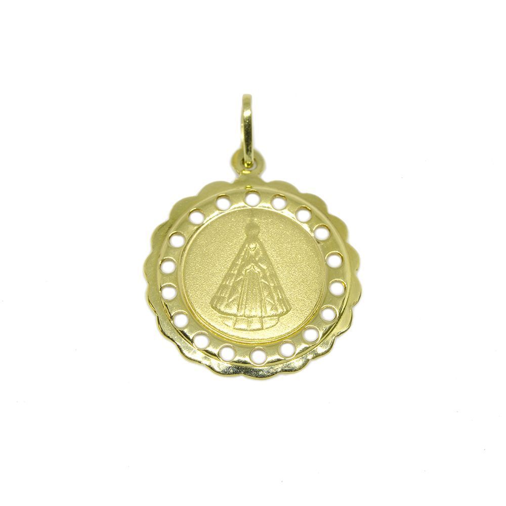 Pingente Placa Rendada de Nsra. Aparecida em Ouro Amarelo 18 Kilates - 25066